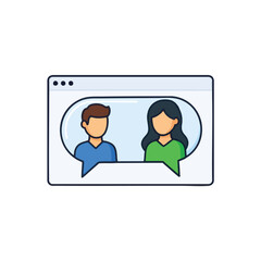 Fototapeta premium of two people in a chat interface, representing online communication.