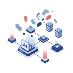 Conceptual illustration of artificial intelligence data processing and network infrastructure.