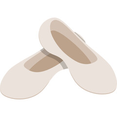 Pair of Ballet Flats with Strap in Light Beige Color on Transparent Background