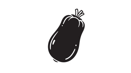 Simple black silhouette of a squash on a white background