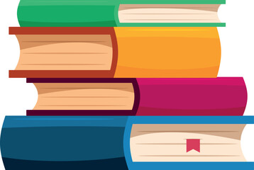 Fototapeta premium Vibrant hardcover books stacked, promoting literacy, education, and knowledge