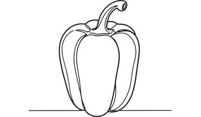 Simple outline illustration of a bell pepper on a white background