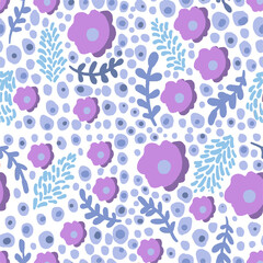 Pastel Floral Pattern With Flowers, Foliage, And Dots For Energetic Backgrounds