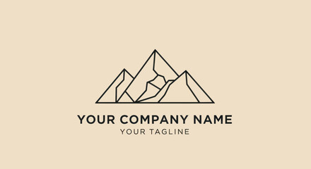 Minimalist Mountain Range Logo Design with Geometric Lines and Modern Aesthetic.