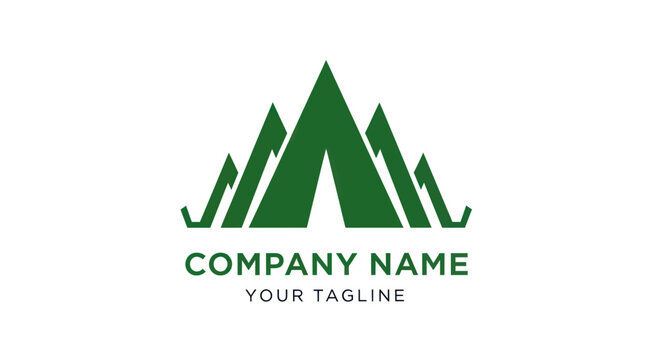 Green mountain range logo design for outdoor adventure company. - Powered by Adobe