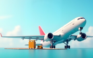 Obraz premium Insurance policy, booking travel insurance. Isometric travel agent ticket safe plan trip holiday model insurance money concept Protection from danger, providing security. Travel Aviation Insurance