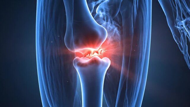 3D Medical Animation of Knee Joint Pain and Inflammation.