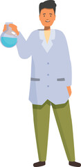 Chemist is conducting an experiment, carefully holding a beaker filled with a vibrant blue liquid, showcasing the wonders of chemical reactions