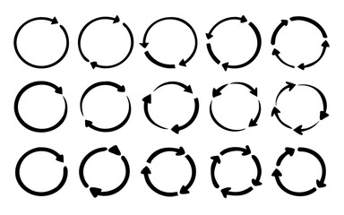 different circular arrows icon set , different thickness, Circular arrows sign, vector illustration
