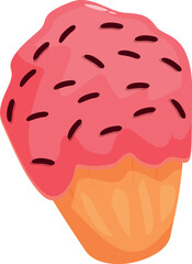 Sweet cupcake with pink frosting and chocolate sprinkles, perfect for a bakery menu or dessert promotion
