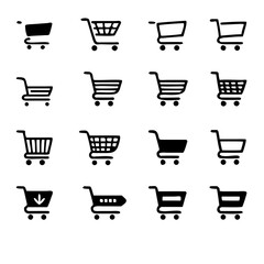 Shopping cart icons set. Shopping basket icon collection. Internet shop symbol. Web store shopping cart. E-Commerce and Shopping Cart Icon Set. Containing bag, basket, full, empty, online shop busines