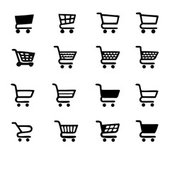 Shopping cart icons set. Shopping basket icon collection. Internet shop symbol. Web store shopping cart. E-Commerce and Shopping Cart Icon Set. Containing bag, basket, full, empty, online shop busines