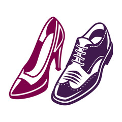 Elegant Dress Shoes: High Heel and Oxford A pair of dress shoes one high heel one formal loafer oxford side-by-side