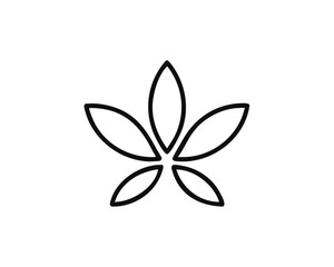 simple line lotus icon vector isolated on white background