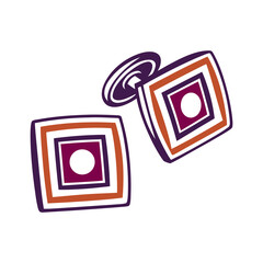 Modern Square Cufflinks Isolated on White Background Cufflinks isolated simple geometric design e.g. square or circle