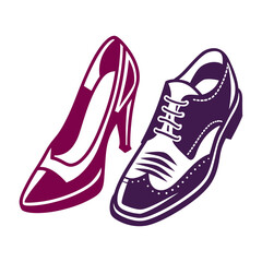 Elegant Dress Shoes: High Heel and Oxford A pair of dress shoes one high heel one formal loafer oxford side-by-side
