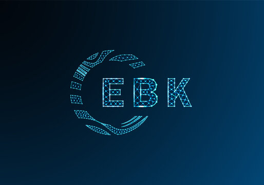 EBK low poly letter logo vector design. EBK lower poly logo design. EBK unique low poly logo design.