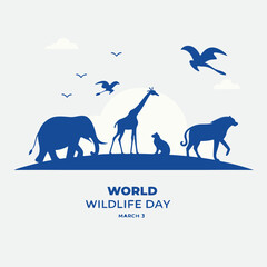 Obraz premium World wildlife day silhouette of animals and birds on march 3rd
