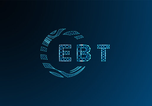 EBT low poly letter logo vector design. EBT lower poly logo design. EBT unique low poly logo design.