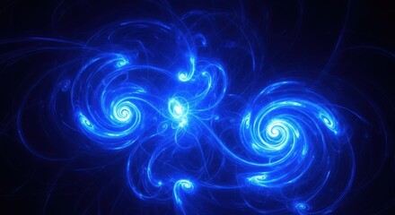 Mesmerizing blue swirls of light create a cosmic galaxy nebula effect in abstract art