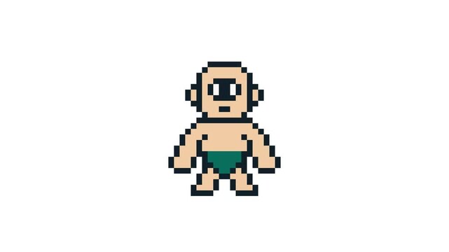 8-bit pixel art greek mythology monster cyclops. looped animation 4k 30fps