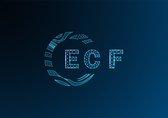 ECF low poly letter logo vector design. ECF lower poly logo design. ECF unique low poly logo design.