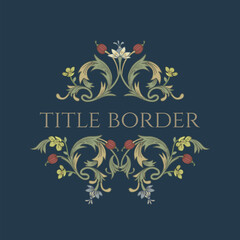 Floral title border. Multicolored decorative element in Vintage style.