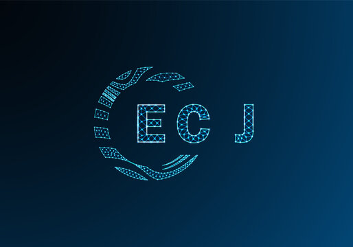 ECJ low poly letter logo vector design. ECJ lower poly logo design. ECJ unique low poly logo design.