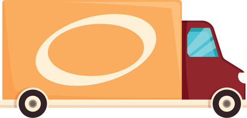 Side view of a delivery truck transporting goods, representing shipping and logistics services