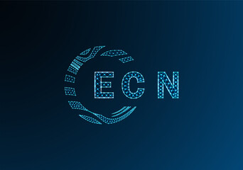 ECN low poly letter logo vector design. ECN lower poly logo design. ECN unique low poly logo design.