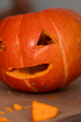 Creative pumpkin carving for Halloween celebration at home