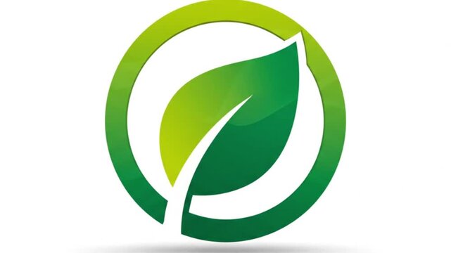 Modern circular green leaf emblem, a vector icon for environmental solutions and sustainable living concept