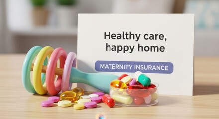 A Healthy Home Showing Pills and Healthcare Insurance Advertisement