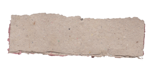 Piece of rough beige paper isolated on transparent background with frayed edges