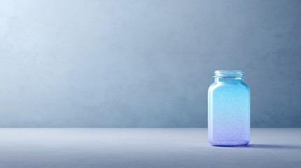 Glowing jar sitting on smooth tone-washed abstract background environment