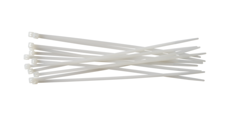 white cable ties isolated