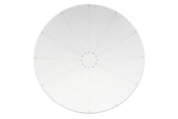 Satellite dish antenna for receiving telecommunication signals isolated on a transparent background