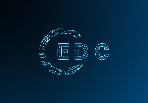 EDC low poly letter logo vector design. EDC lower poly logo design. EDC unique low poly logo design.