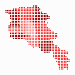 Obraz premium Armenia dotted map. Digital style map of the country on white background. Armenia shape with square dots. Colored dots style. Large size squares. Modern vector illustration.