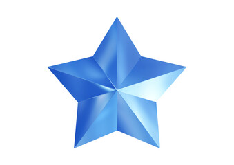 Blue star isolated on transparent background, 3d rendering illustration