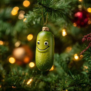 Smiling Pickle Christmas Tree Ornament 