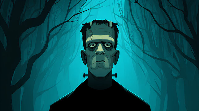 Frankenstein monster silhouette illustration. Cartoon character for Halloween Stock Illustration - Powered by Adobe