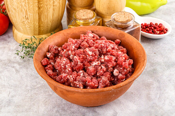 Raw beef minced meat for cooking