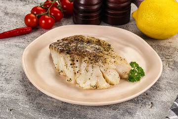Baked cod fish fillet with spices