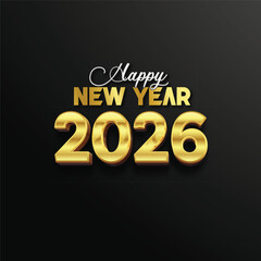 026 Happy New Year 3D Style Poster or Card Design