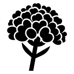 Black and white vector of Ageratum flower on white background