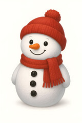 Fototapeta premium Adorable snowman decoration wearing a warm red scarf and hat, perfect for Christmas home decor, winter holiday displays, and table ornaments.