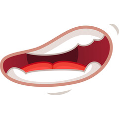 Cartoon Mouth Open Wide With Teeth Showing Detailed Red Tongue And White Teeth And Pink Lips In A Humorous Expression On White Background