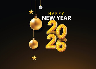 026 Happy New Year 3D Style Poster or Card Design