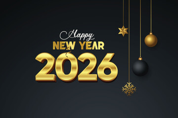 026 Happy New Year 3D Style Poster or Card Design